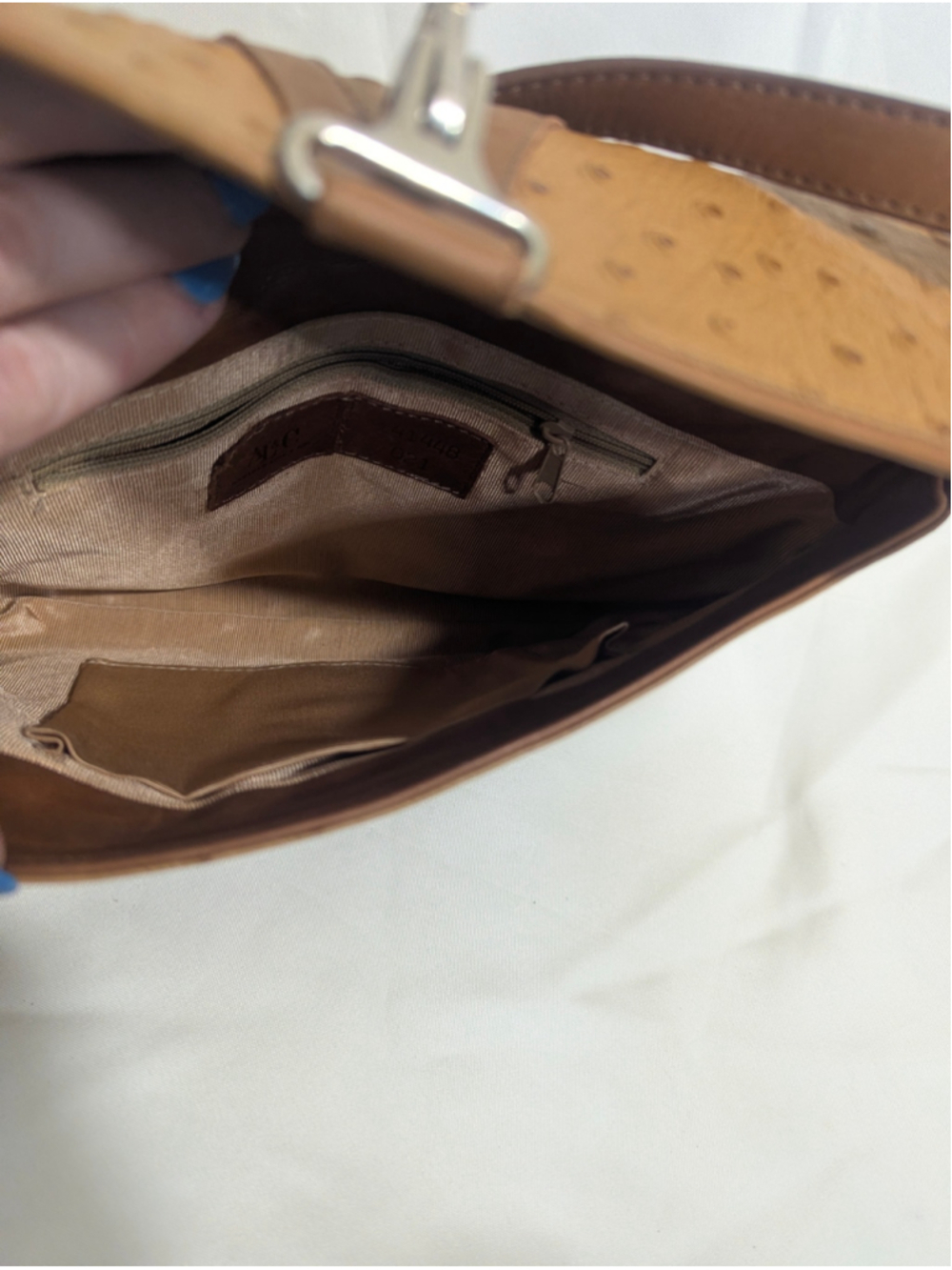 Another Line & Co Brown Ostrich Leather Shoulder Bag - Picture 9 of 14